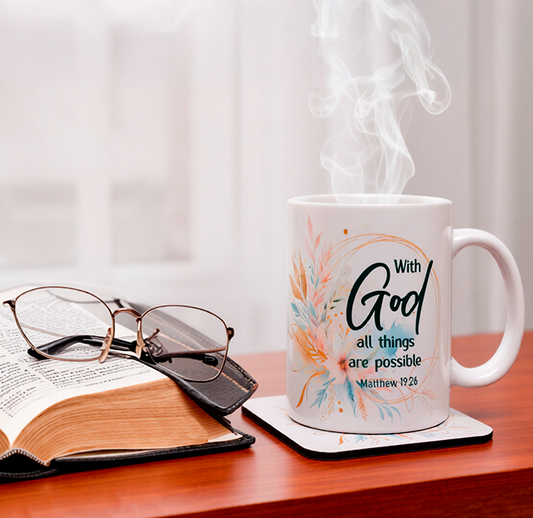 With God All Things Are Possible Mug & Coaster Set